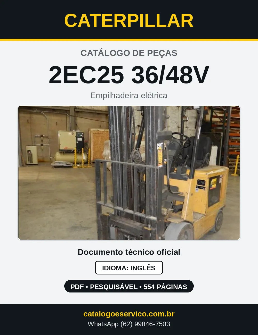 Capa do Catálogo de Peças Caterpillar 2EC25 36/48V em PDF