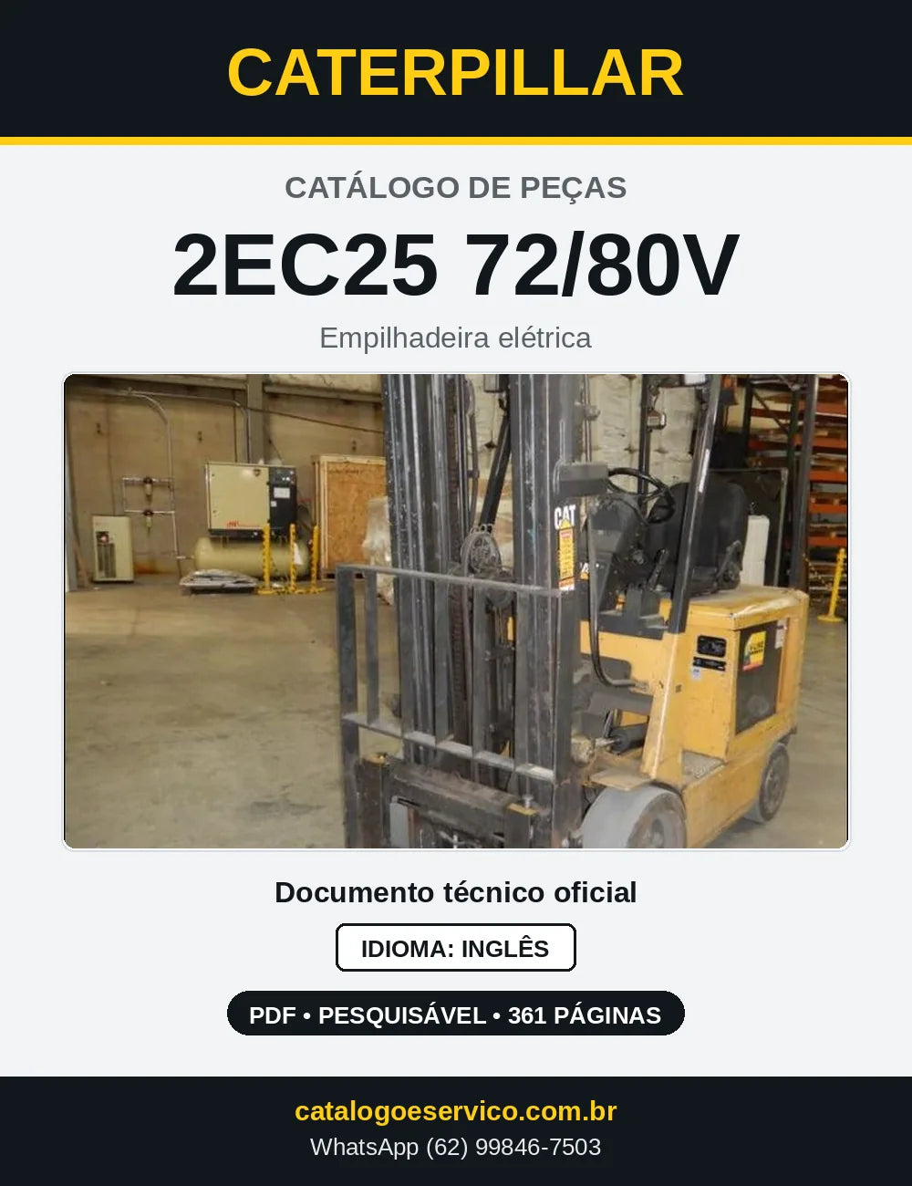 Capa do Catálogo de Peças Caterpillar 2EC25 72/80V em PDF