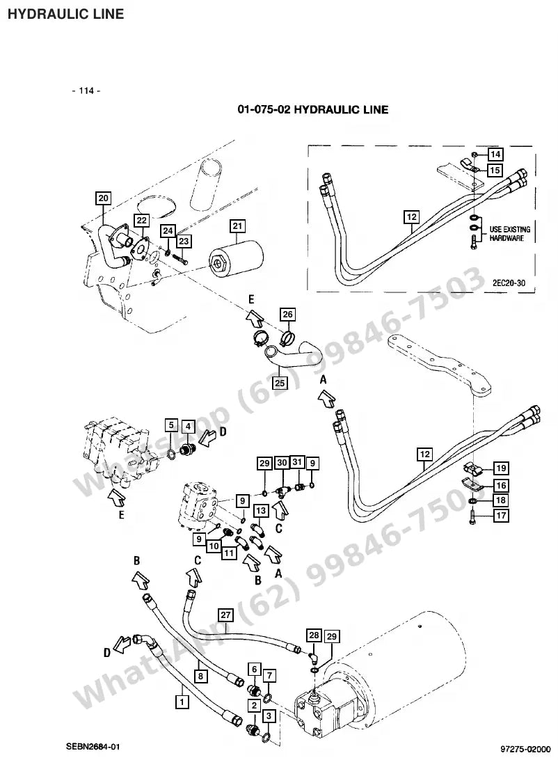 Vista explodida de peças do Catálogo Caterpillar 2EC25E 36/48V – exemplo 3