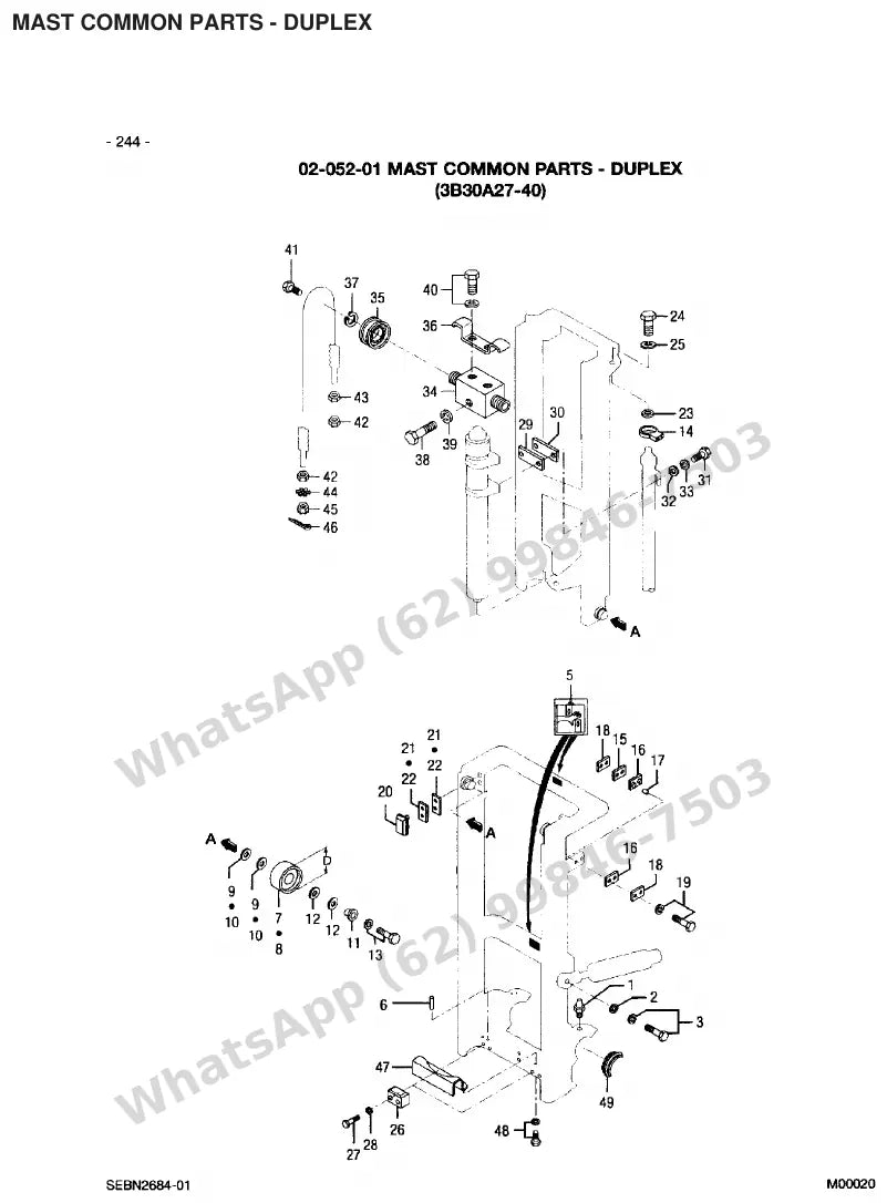 Vista explodida de peças do Catálogo Caterpillar 2EC25E 36/48V – exemplo 4