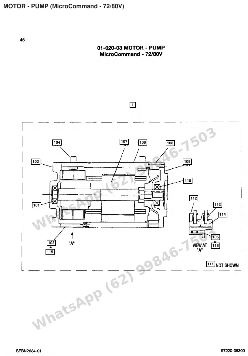 Vista explodida de peças do Catálogo Caterpillar 2EC25E 72/80V – exemplo 2
