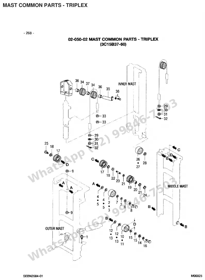 Vista explodida de peças do Catálogo Caterpillar 2EC25E 72/80V – exemplo 4
