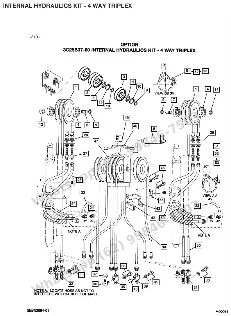 Vista explodida de peças do Catálogo Caterpillar 2EC30 72/80V – exemplo 4