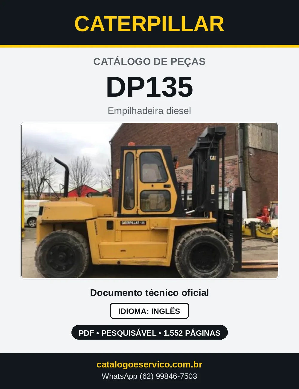 Capa do Catálogo de Peças Caterpillar DP135 em PDF