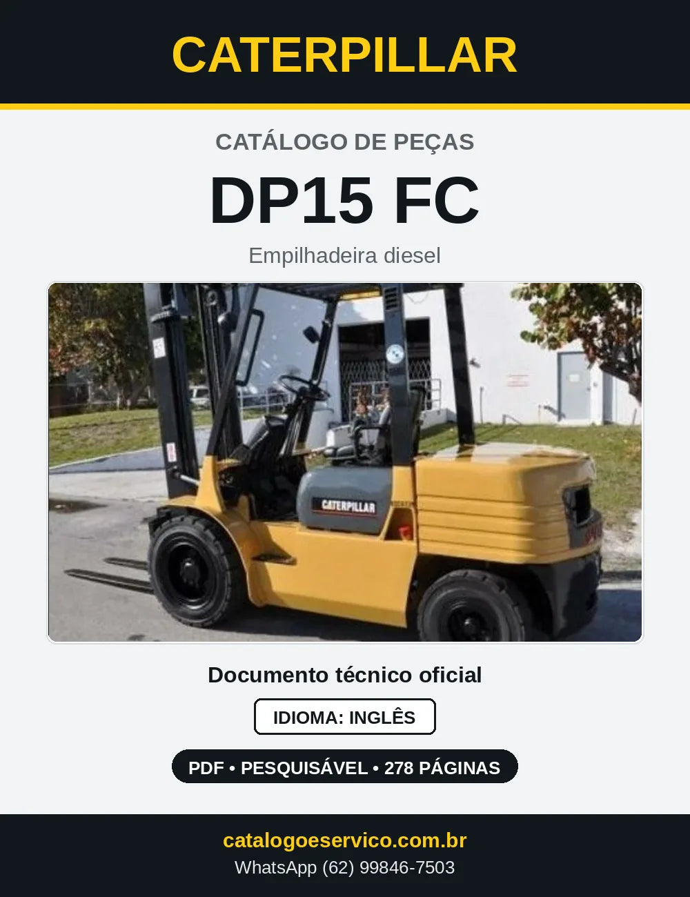Capa do Catálogo de Peças Caterpillar DP15 FC em PDF