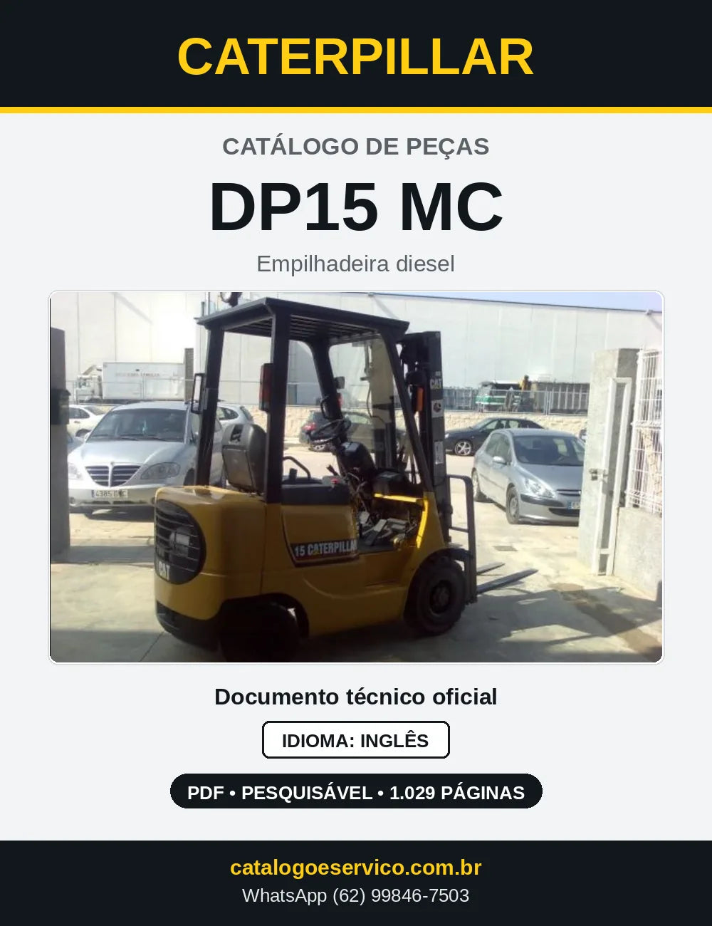 Capa do Catálogo de Peças Caterpillar DP15 MC em PDF