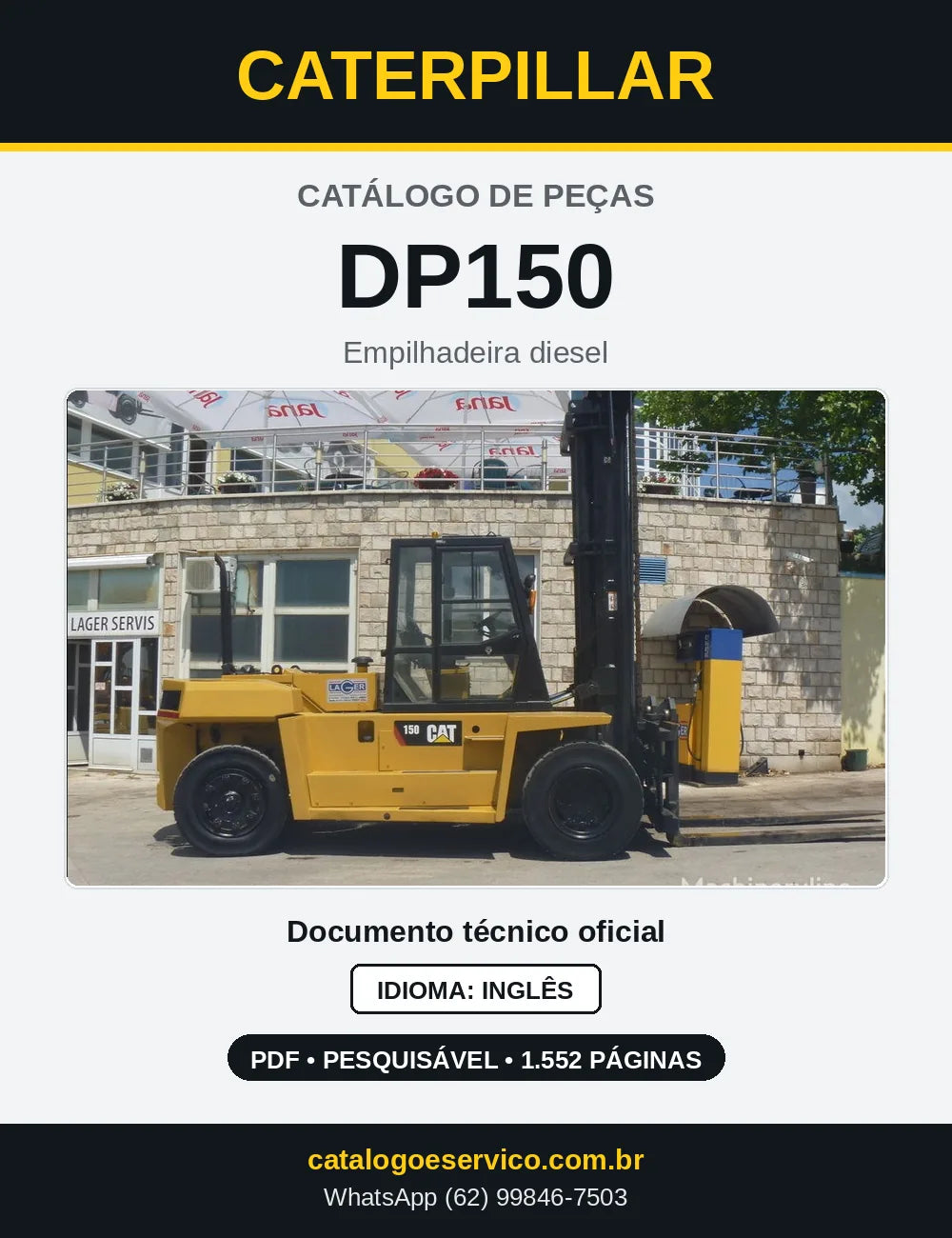 Capa do Catálogo de Peças Caterpillar DP150 em PDF