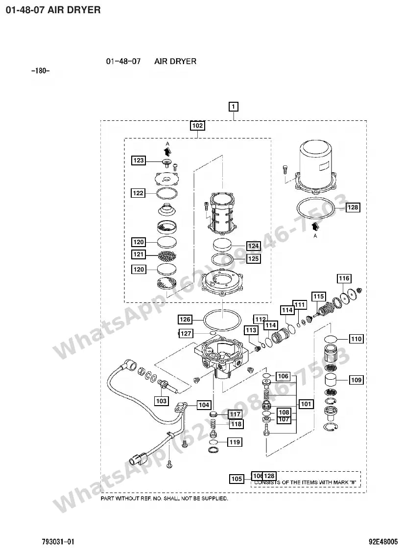 Vista explodida de peças do Catálogo Caterpillar DP150N – exemplo 3