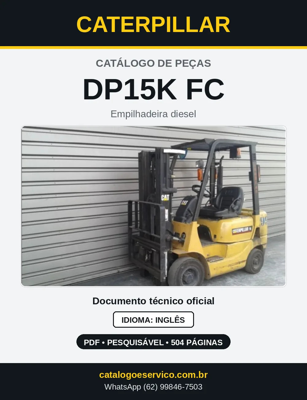 Capa do Catálogo de Peças Caterpillar DP15K FC em PDF