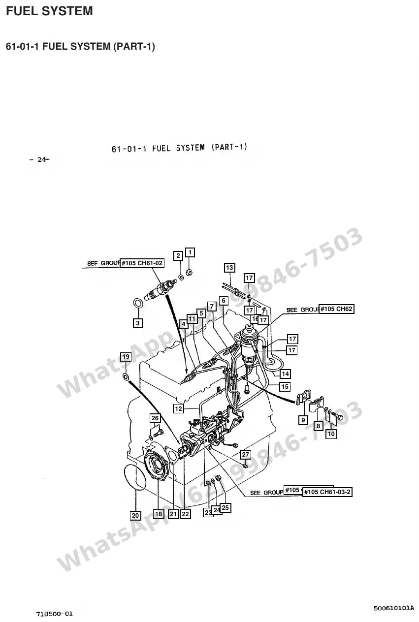 Vista explodida de peças do Catálogo Caterpillar DP18 FC – exemplo 4