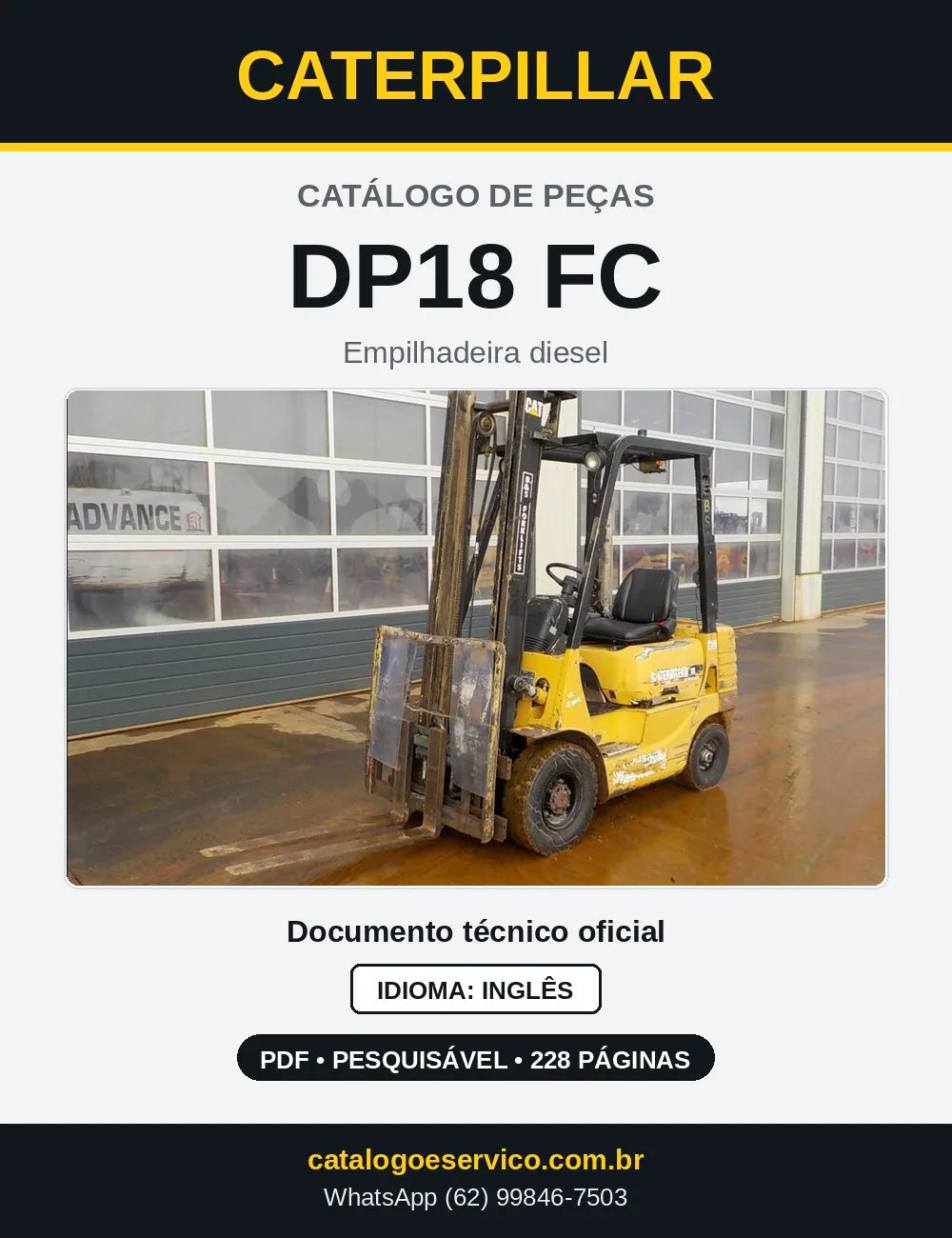 Capa do Catálogo de Peças Caterpillar DP18 FC em PDF