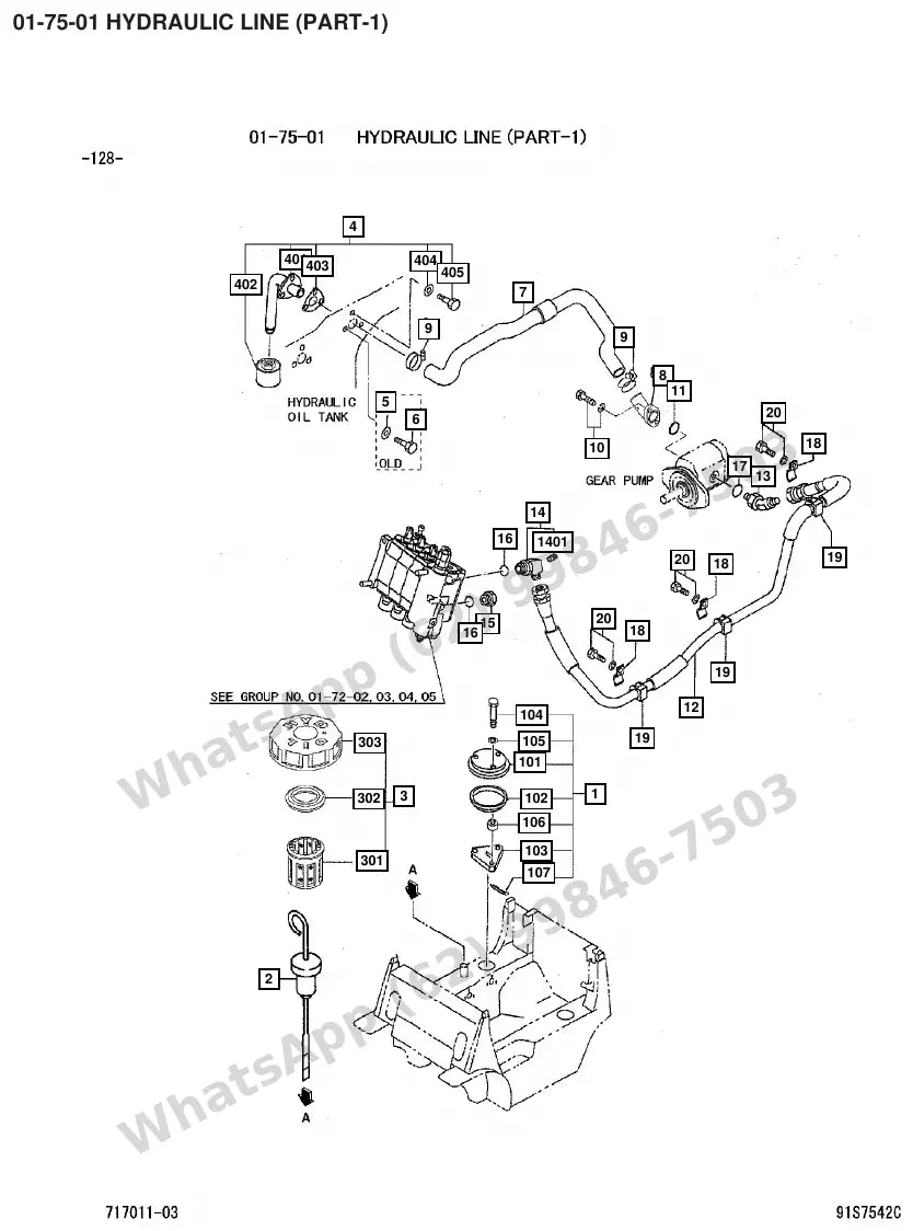 Vista explodida de peças do Catálogo Caterpillar DP18 MC – exemplo 2