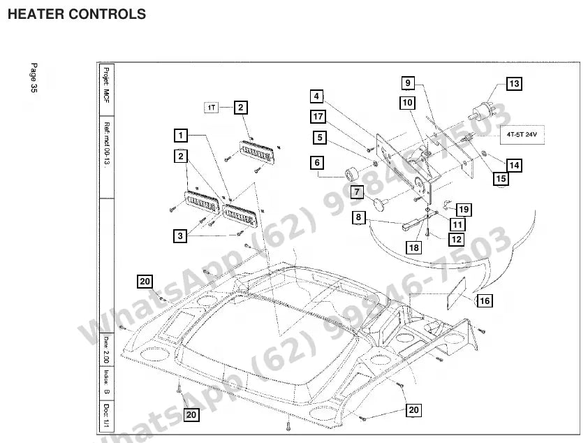 Vista explodida de peças do Catálogo Caterpillar DP18K MC – exemplo 4