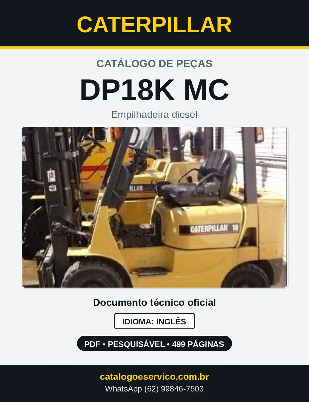Capa do Catálogo de Peças Caterpillar DP18K MC em PDF