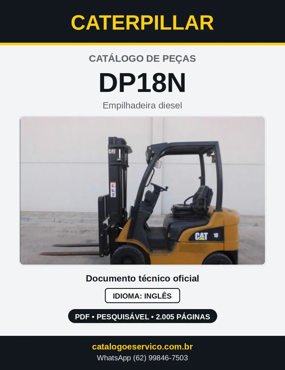 Capa do Catálogo de Peças Caterpillar DP18N em PDF