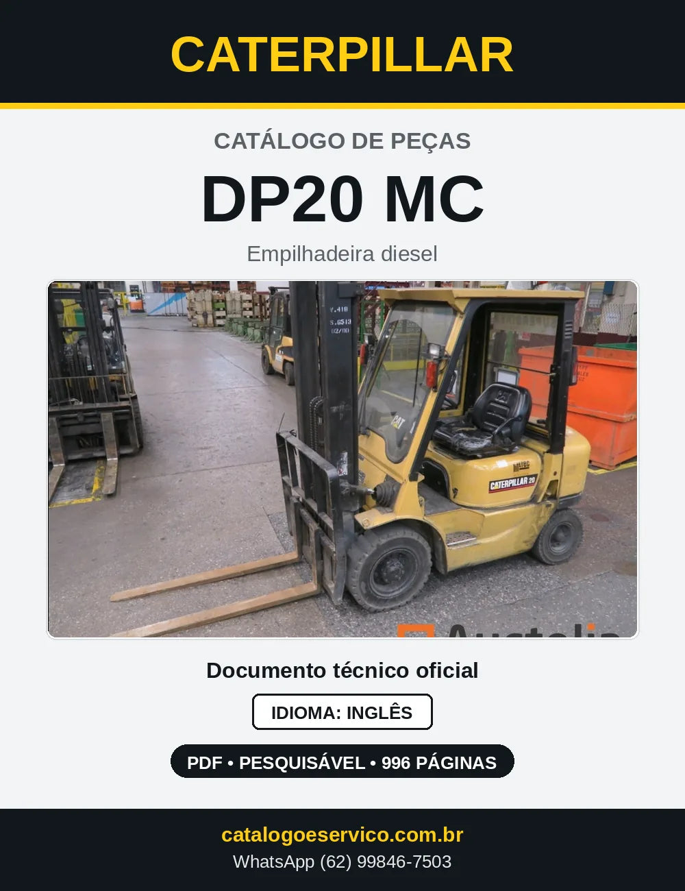 Capa do Catálogo de Peças Caterpillar DP20 MC em PDF