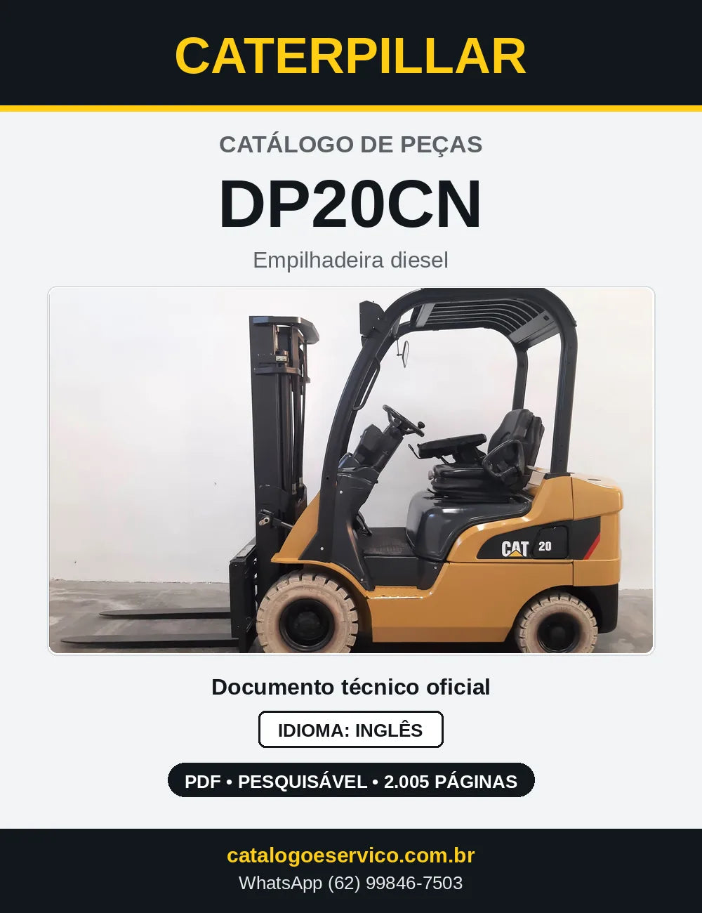 Capa do Catálogo de Peças Caterpillar DP20CN em PDF