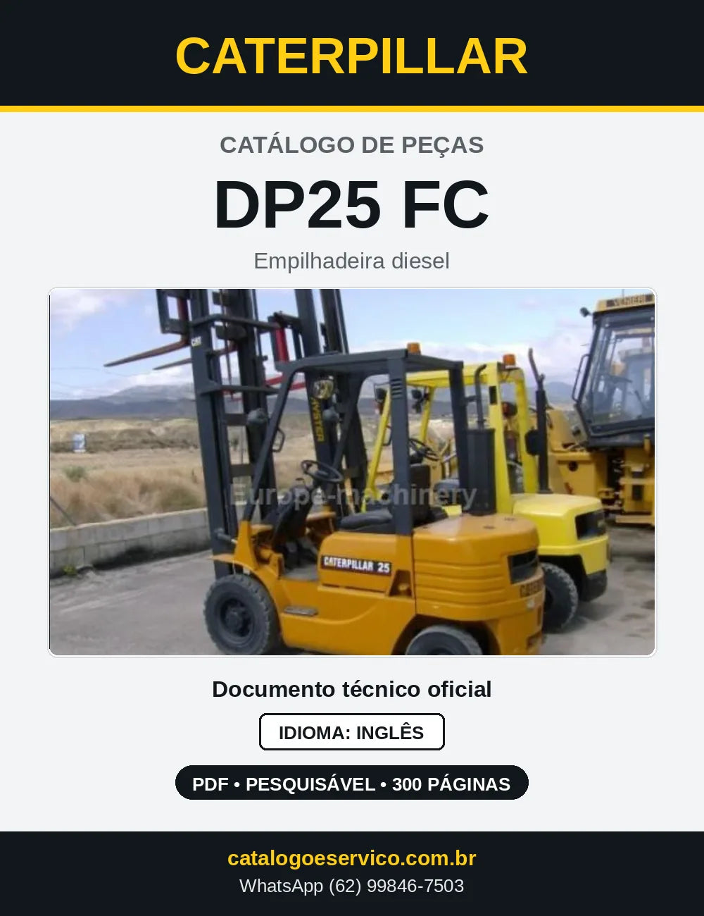 Capa do Catálogo de Peças Caterpillar DP25 FC em PDF