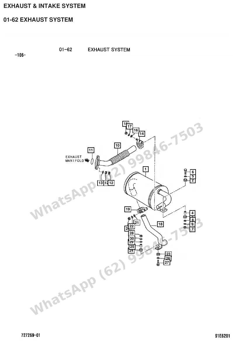Vista explodida de peças do Catálogo Caterpillar DP25 MC – exemplo 4