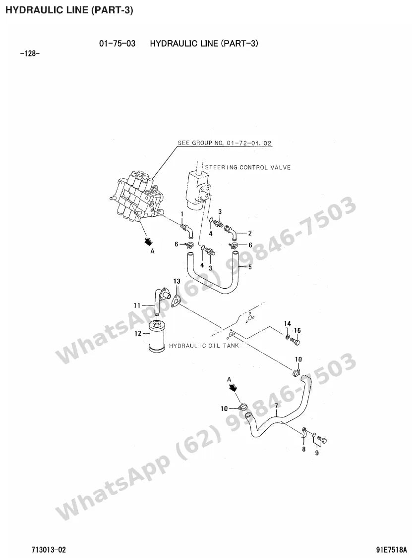 Vista explodida de peças do Catálogo Caterpillar DP25K FC – exemplo 3