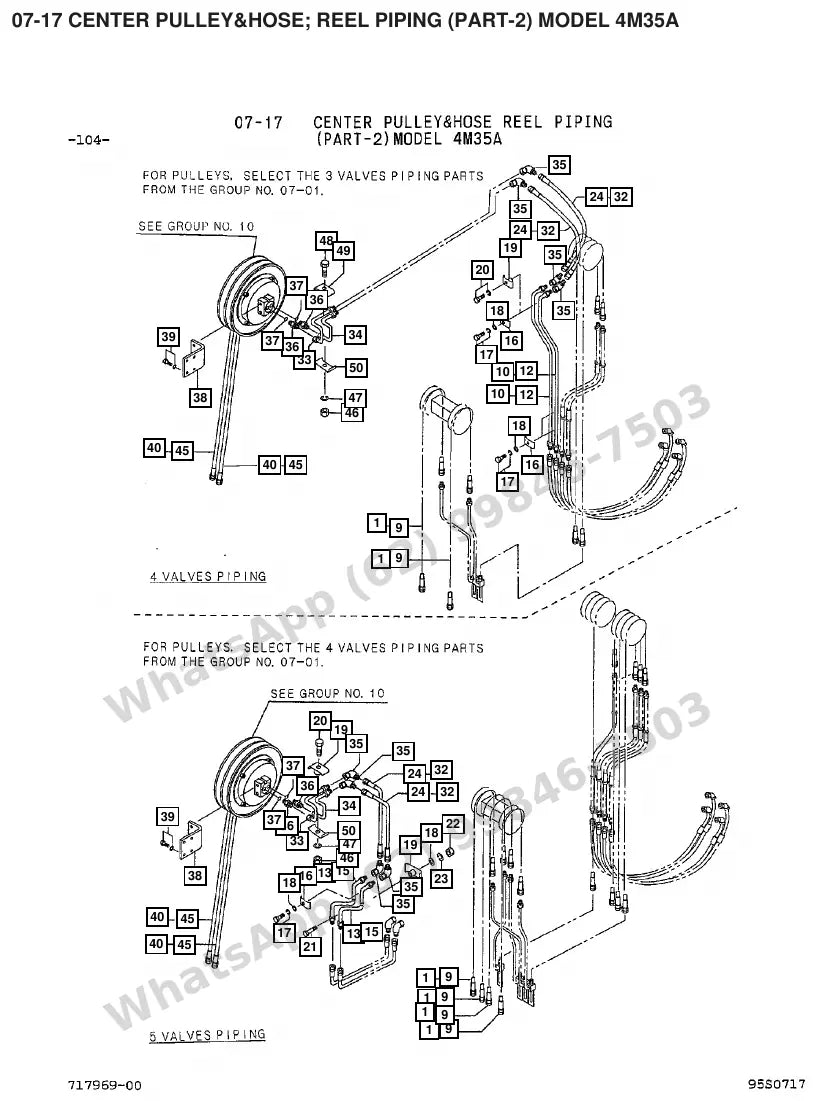 Vista explodida de peças do Catálogo Caterpillar DP30 MC – exemplo 1