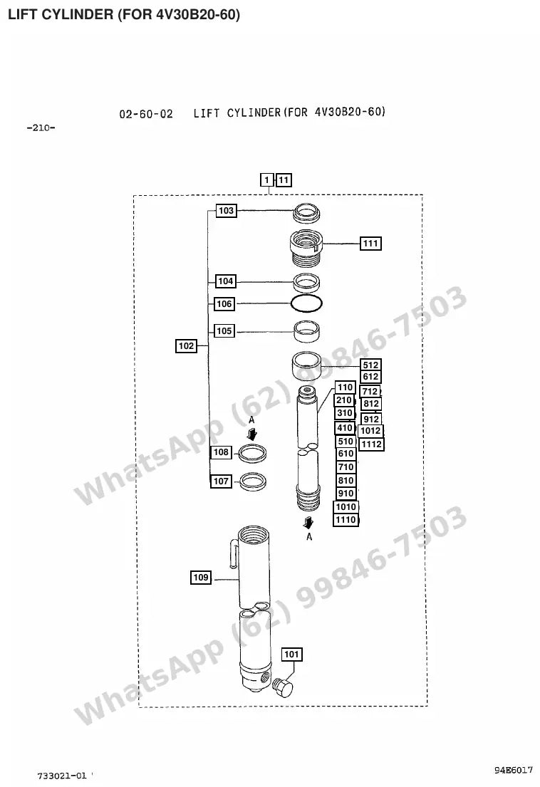 Vista explodida de peças do Catálogo Caterpillar DP30K MC – exemplo 4