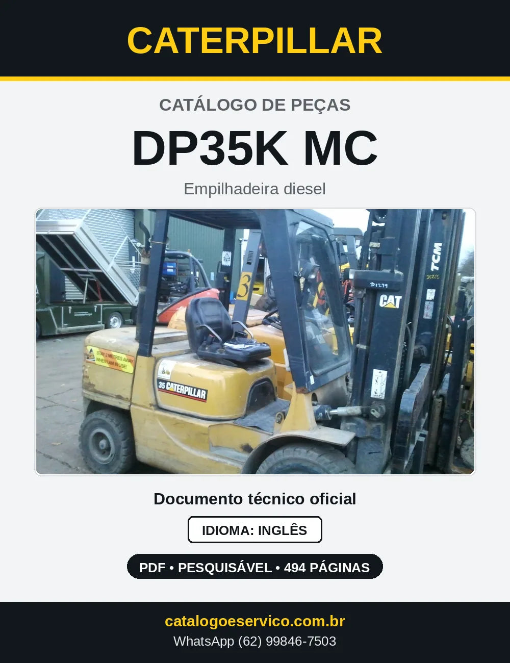 Capa do Catálogo de Peças Caterpillar DP35K MC em PDF