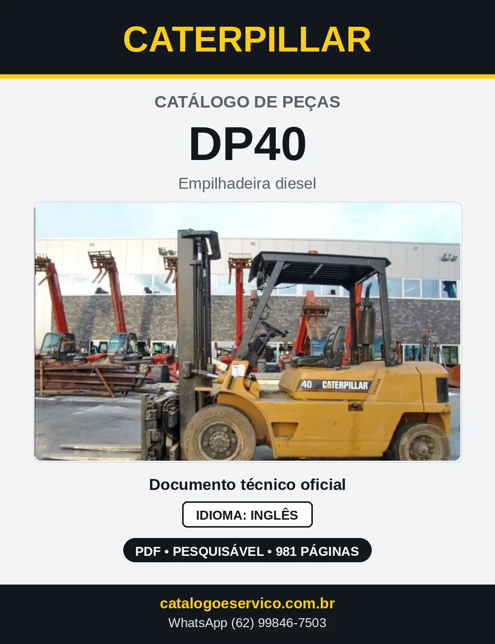 Capa do Catálogo de Peças Caterpillar DP40 em PDF