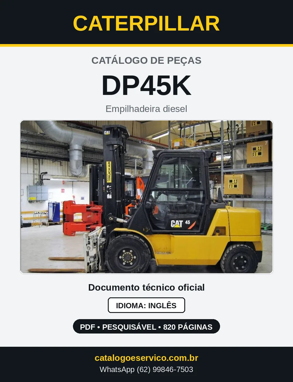Capa do Catálogo de Peças Caterpillar DP45K em PDF