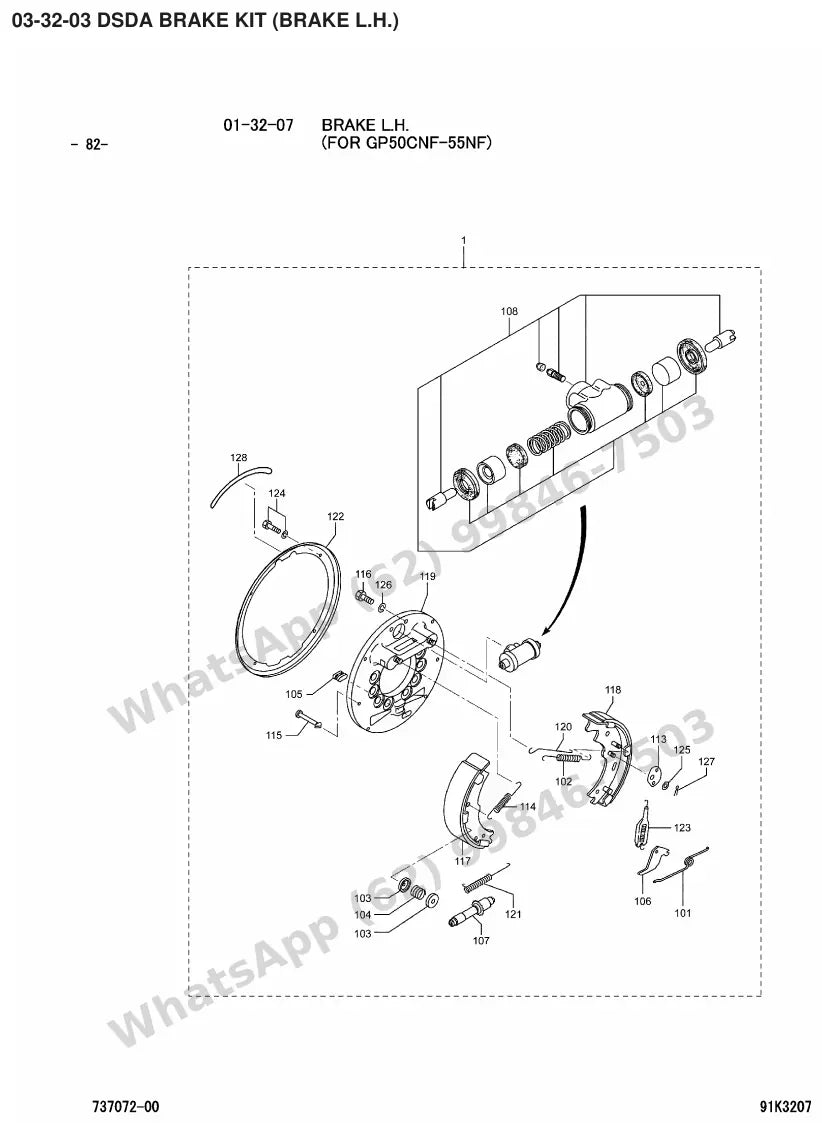 Vista explodida de peças do Catálogo Caterpillar DP45N – exemplo 2
