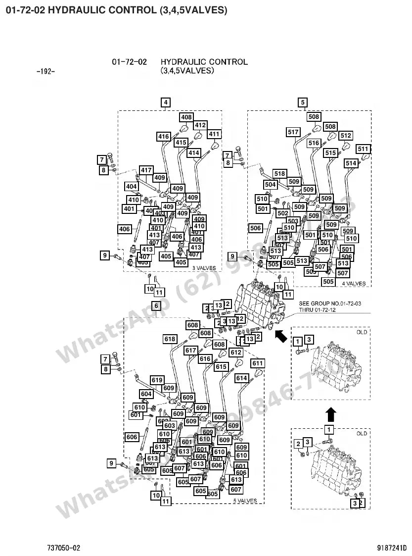 Vista explodida de peças do Catálogo Caterpillar DP50K – exemplo 3