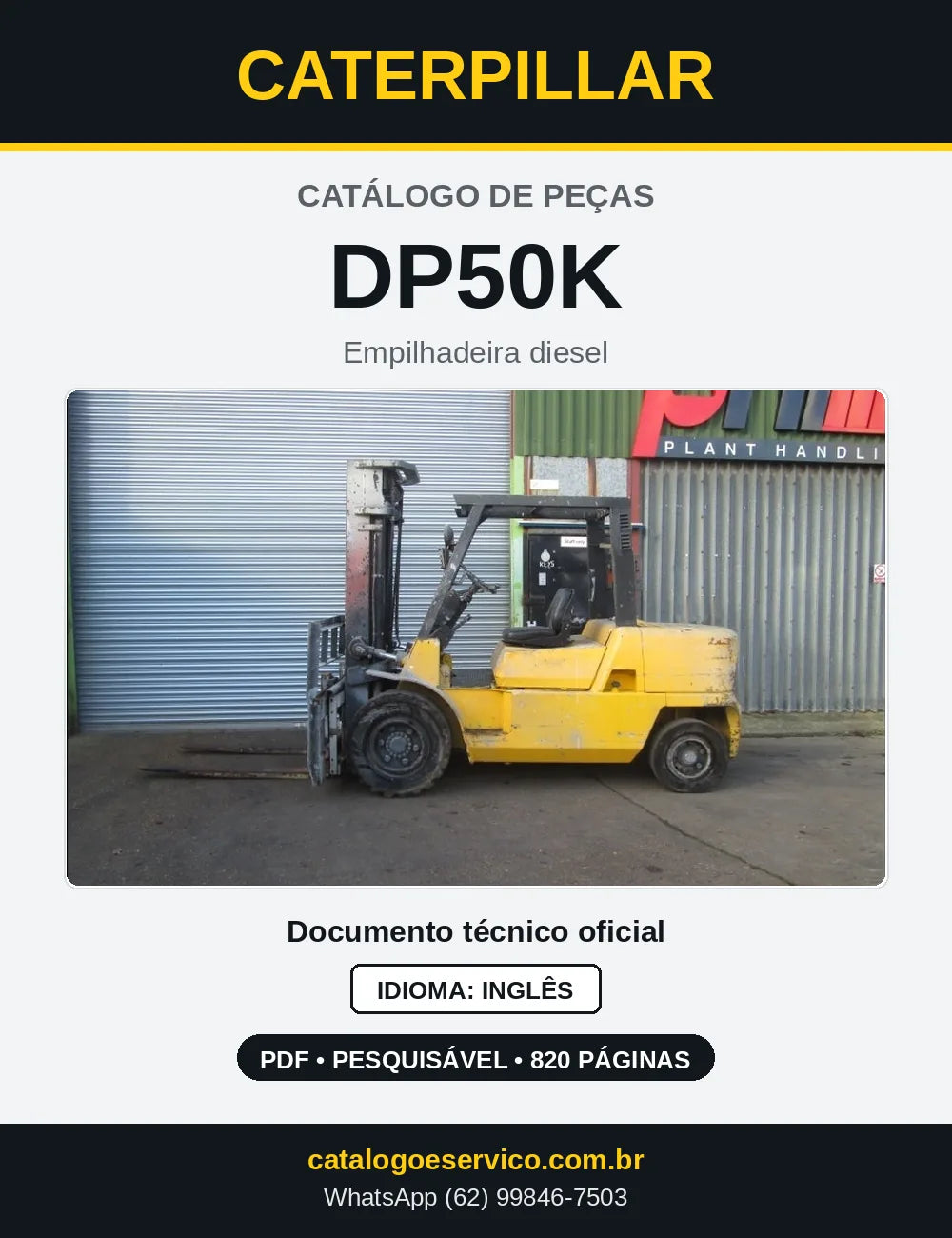Capa do Catálogo de Peças Caterpillar DP50K em PDF