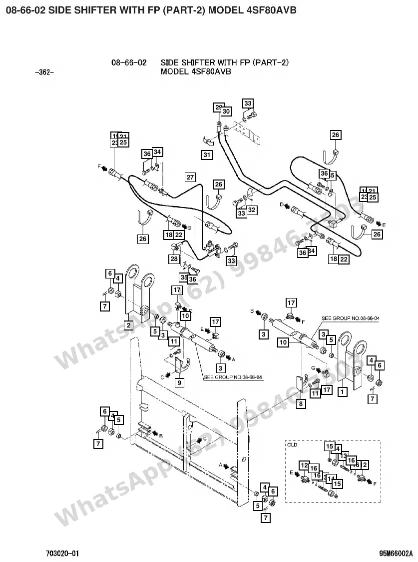 Vista explodida de peças do Catálogo Caterpillar DP90N – exemplo 1