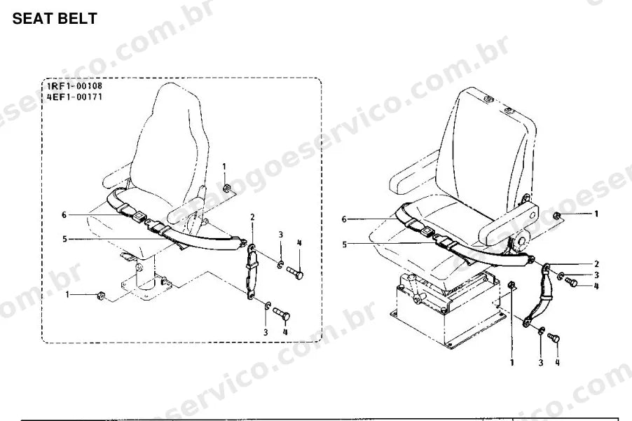 Catálogo de Peças Caterpillar E180: vista explodida de cabine e posto do operador