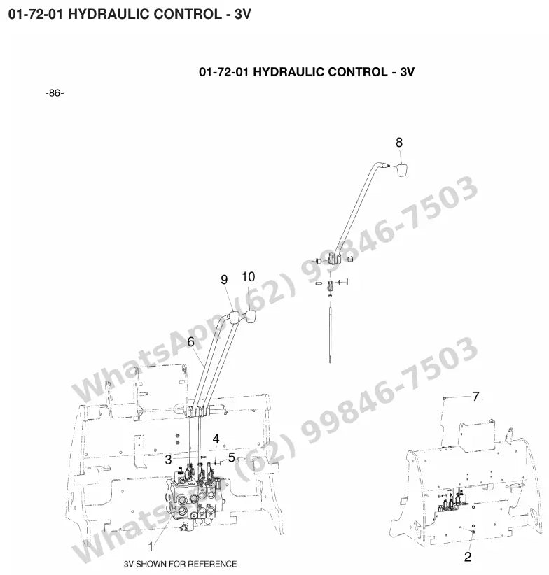 Vista explodida de peças do Catálogo Caterpillar EC20N – exemplo 2