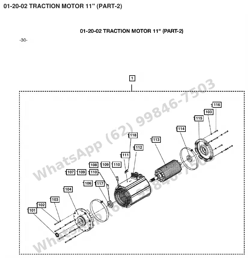 Vista explodida de peças do Catálogo Caterpillar EC30N – exemplo 1