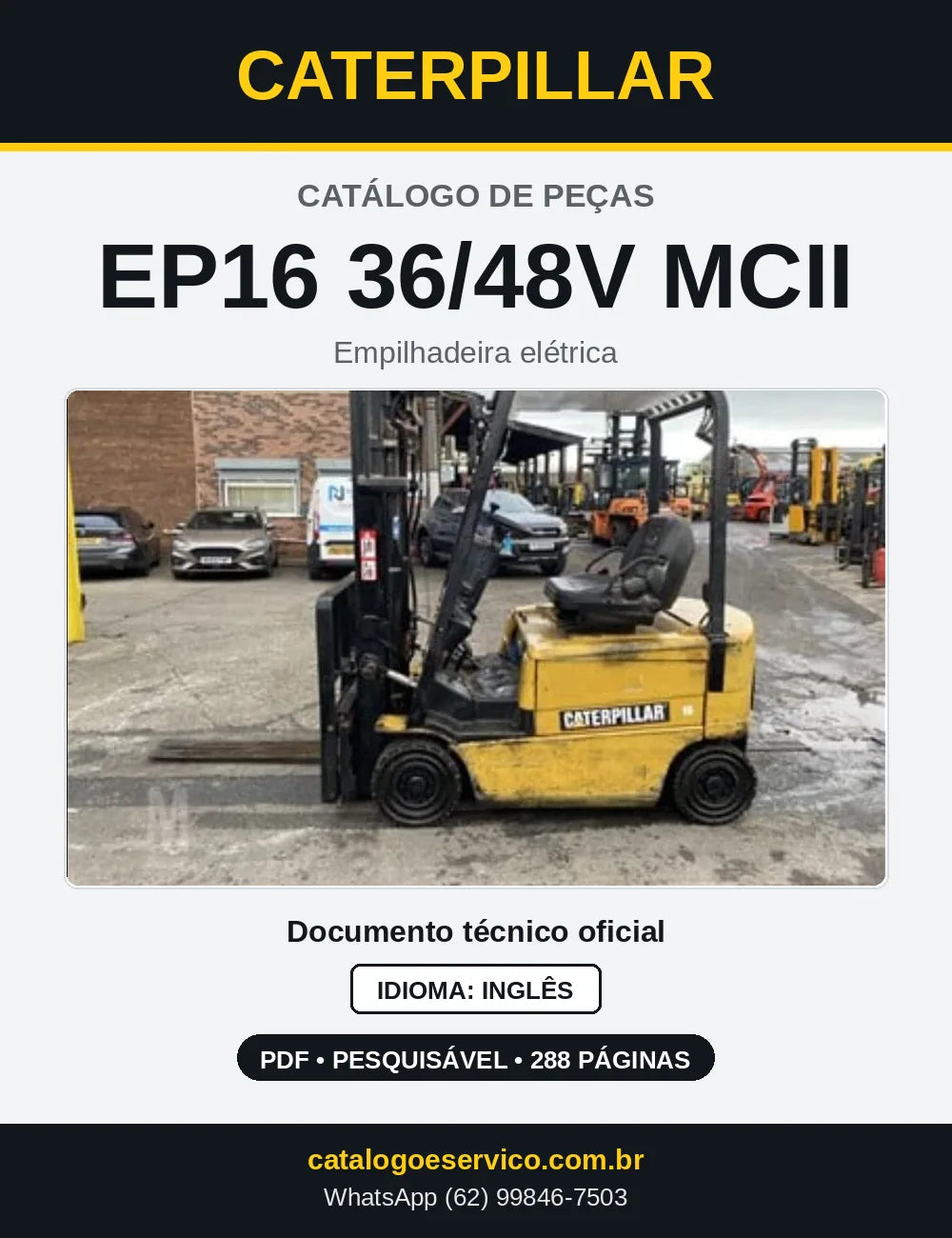 Capa do Catálogo de Peças Caterpillar EP16 36/48V MCII em PDF