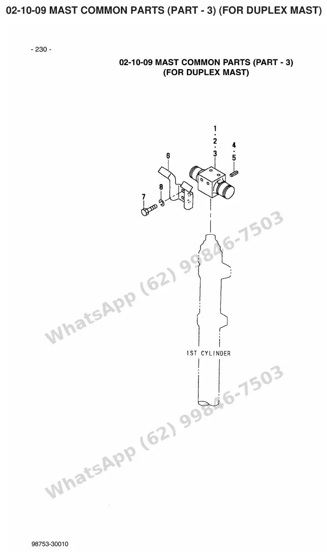 Vista explodida de peças do Catálogo Caterpillar EP18 72/80V MCIII – exemplo 4