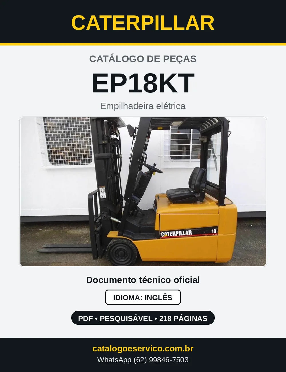 Capa do Catálogo de Peças Caterpillar EP18KT em PDF