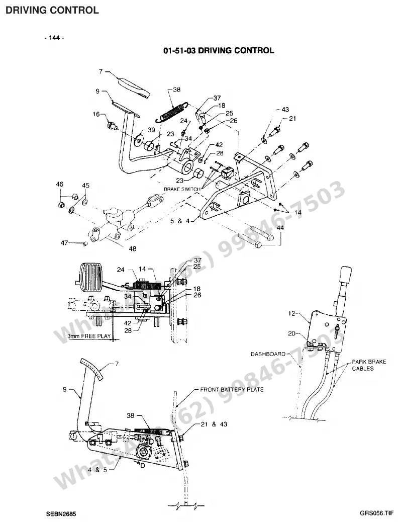 Vista explodida de peças do Catálogo Caterpillar EP25 72/80V MCII – exemplo 2