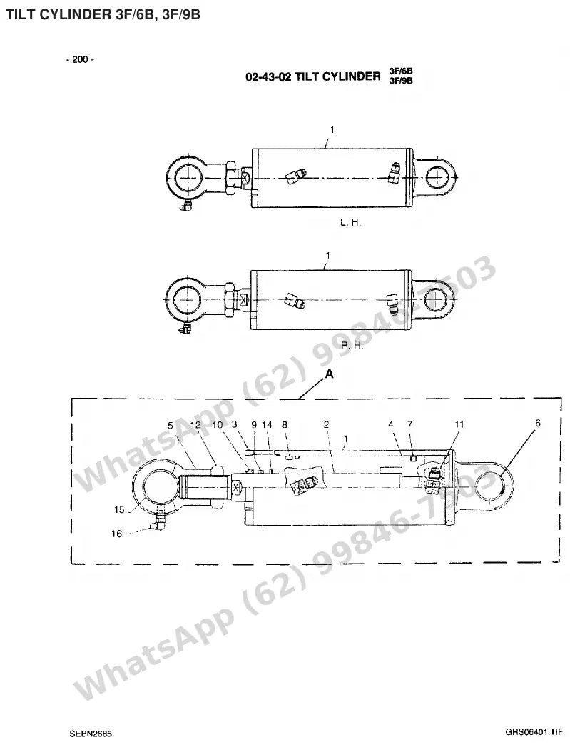 Vista explodida de peças do Catálogo Caterpillar EP25 72/80V MCII – exemplo 3