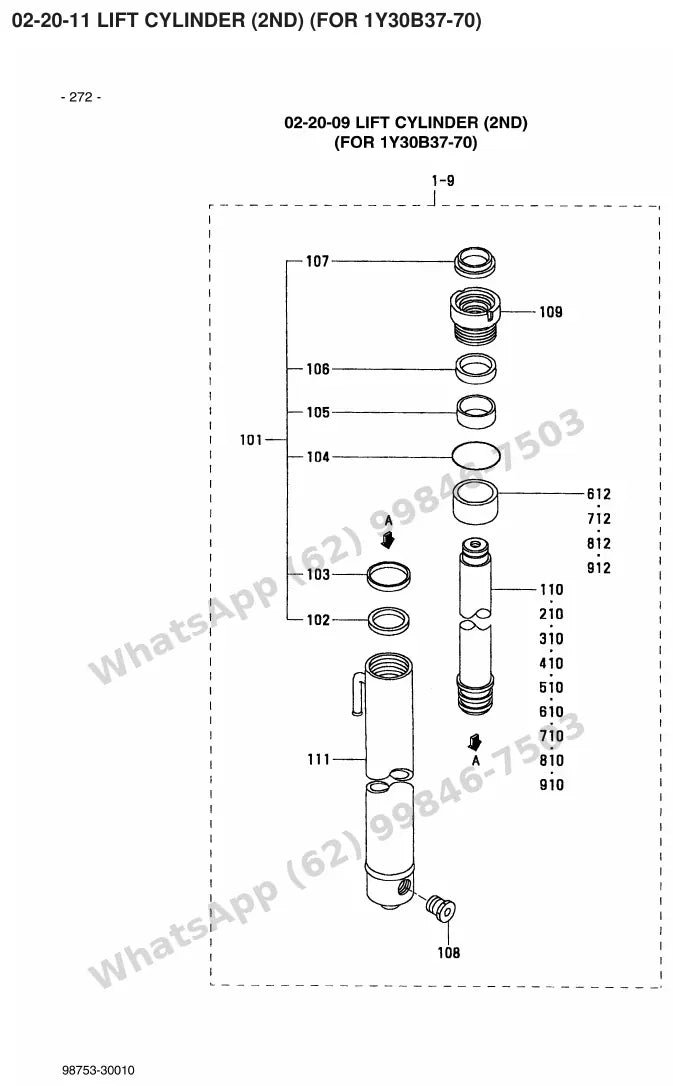 Vista explodida de peças do Catálogo Caterpillar EP30 36/48V MCIII – exemplo 4