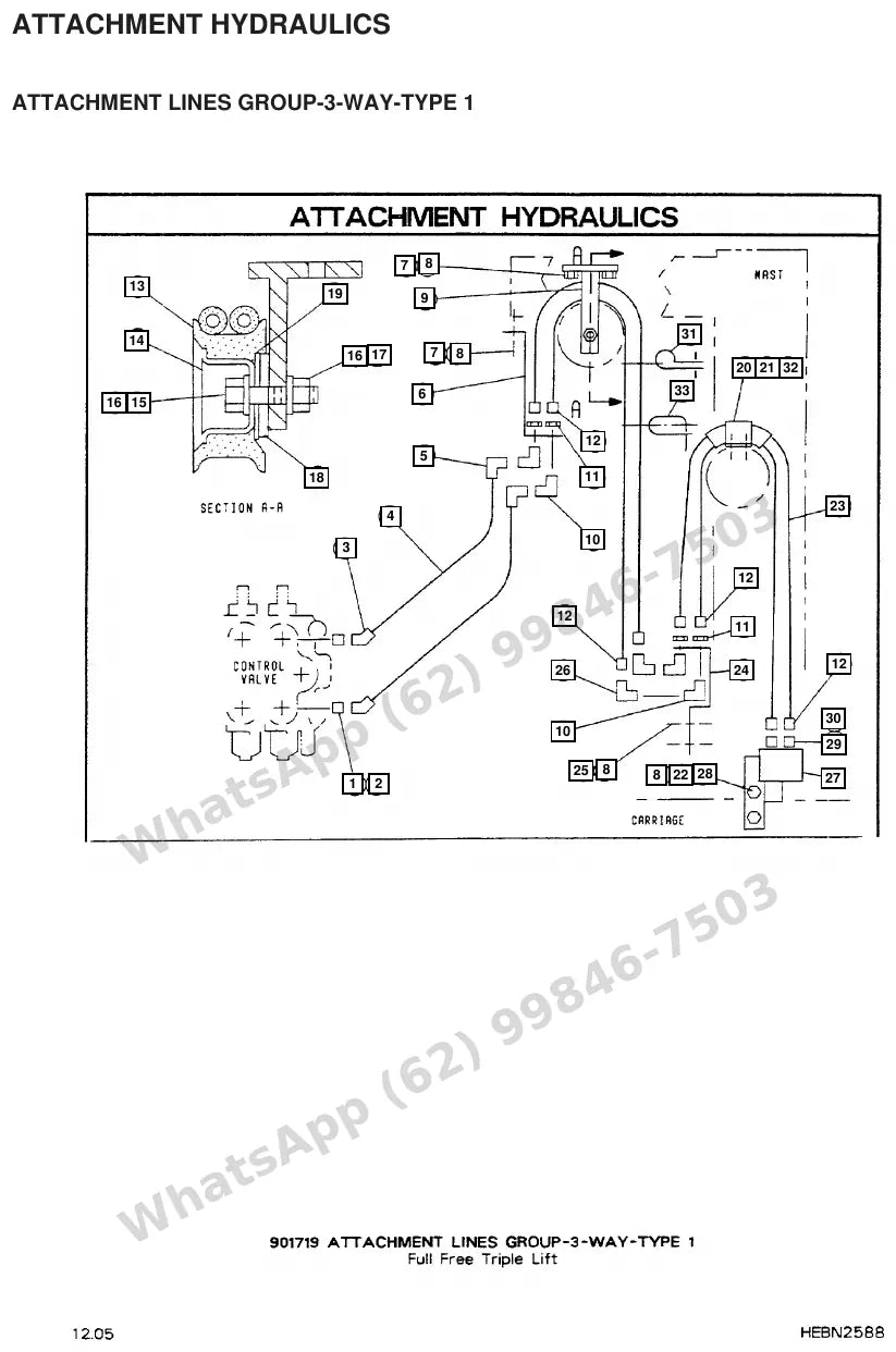 Vista explodida de peças do Catálogo Caterpillar F30 – exemplo 2