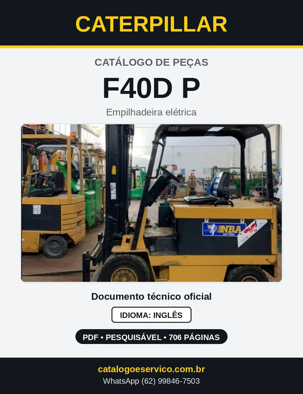Capa do Catálogo de Peças Caterpillar F40D P em PDF