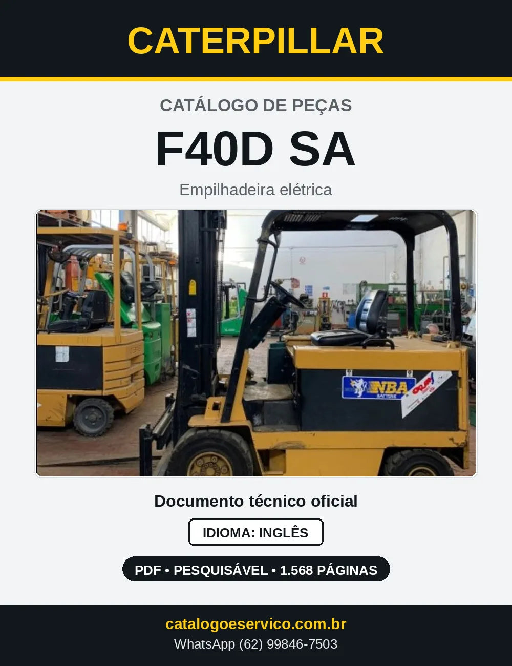 Capa do Catálogo de Peças Caterpillar F40D SA em PDF