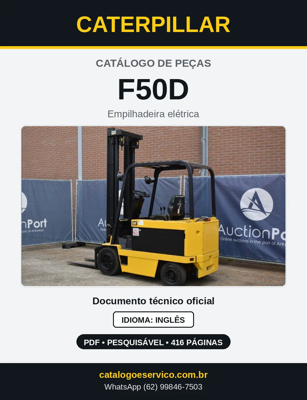 Capa do Catálogo de Peças Caterpillar F50D em PDF