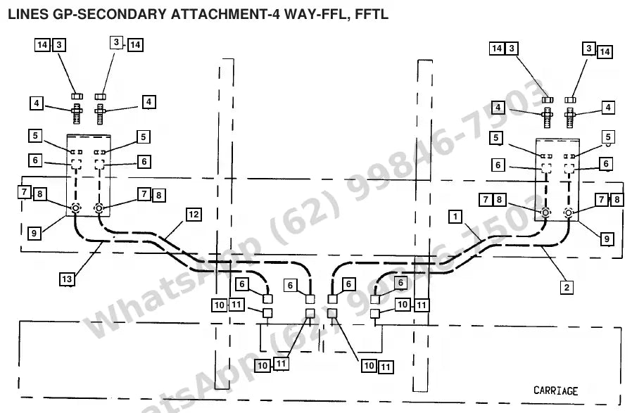Vista explodida de peças do Catálogo Caterpillar F50D P – exemplo 3