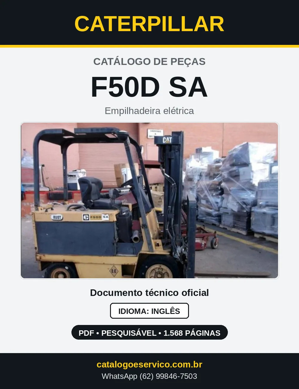 Capa do Catálogo de Peças Caterpillar F50D SA em PDF