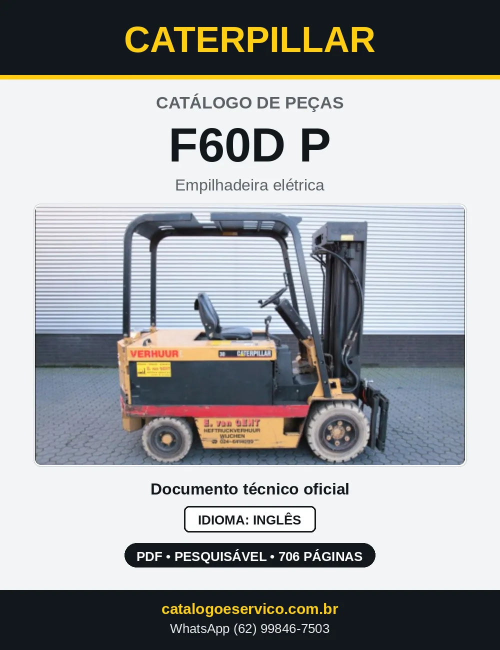 Capa do Catálogo de Peças Caterpillar F60D P em PDF