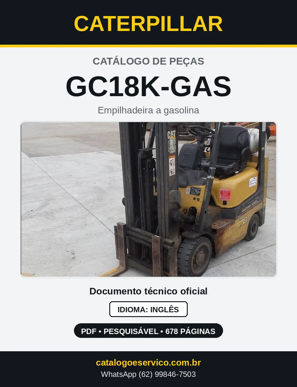 Capa do Catálogo de Peças Caterpillar GC18K-GAS em PDF